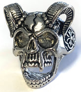Wholesale DECORATED SKULL WITH RAM HORNS METAL BIKER RING